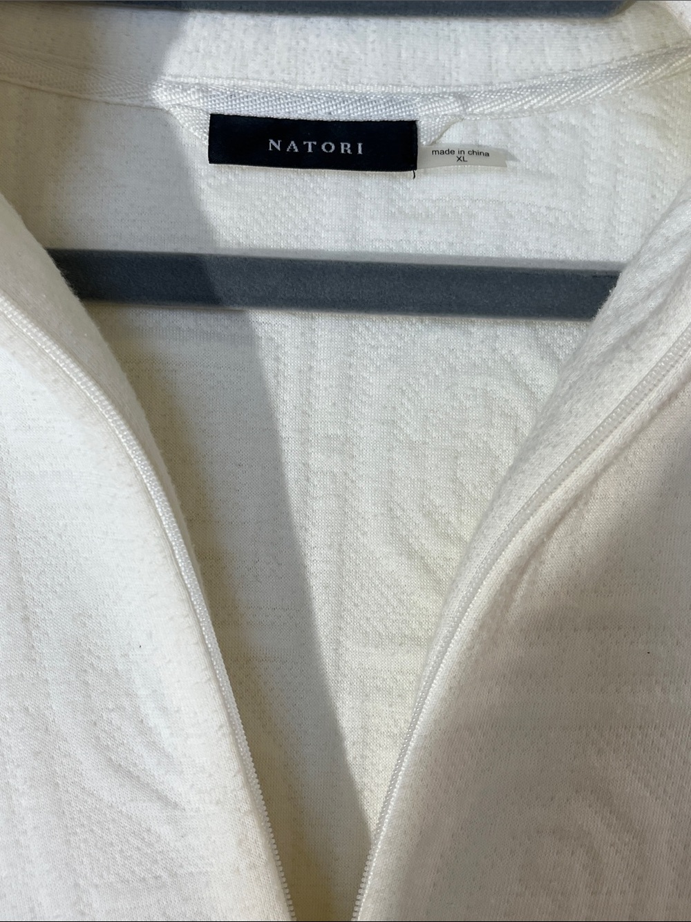 Natori Cream Long Zip-Front Textured Robe - Picture 9 of 14